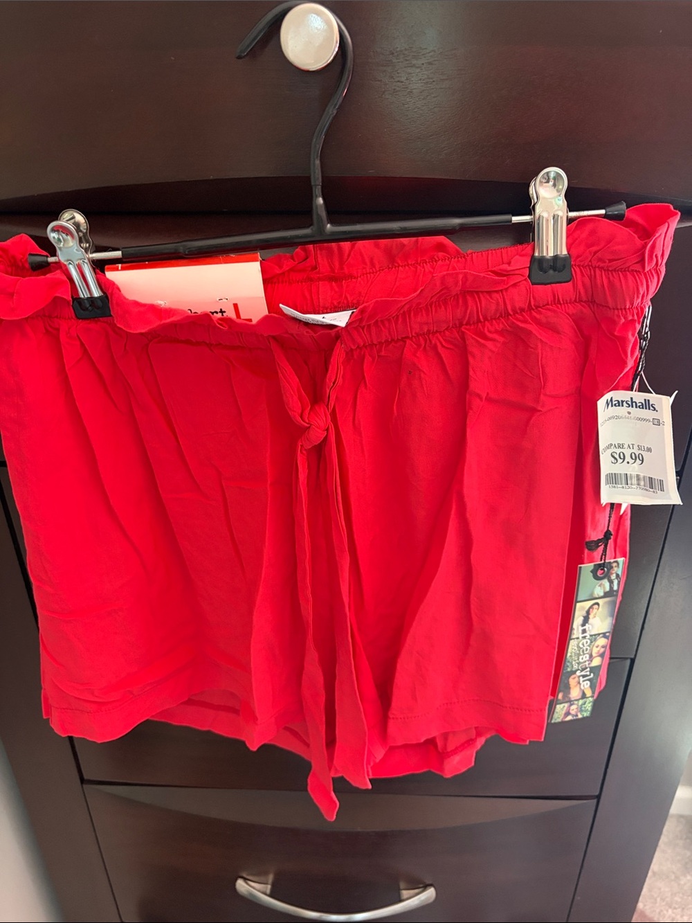 Freestyle Red High-Waist Tie-Waist Women's Shorts